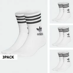 Αγορά 🛒 Adidas Originals Mid Cut Crew Κάλτσες 3Pack WHITE/BLACK 🧨