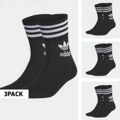 Flash Sale 🔥 Κάλτσες Adidas Originals Mid Cut Crew 🧦 Socks 3Pack BLACK/WHITE 🤩