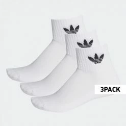 Τοπ 10 🎉 Κάλτσες Adidas Originals Mid-Cut Crew 🧦 Socks White/White/Black 👏
