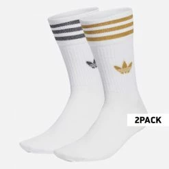 Προϋπολογισμός 🎉 Κάλτσες Adidas Originals Mid-Cut Glitter Crew Γυναικείες Κάλτσες WHITE/BLACK/VICGOL 😉