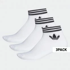 Flash Sale 🥰 Κάλτσες Adidas Originals Trefoil Ankle 🧦 Socks 3 Pairs WHITE/BLACK 🔥