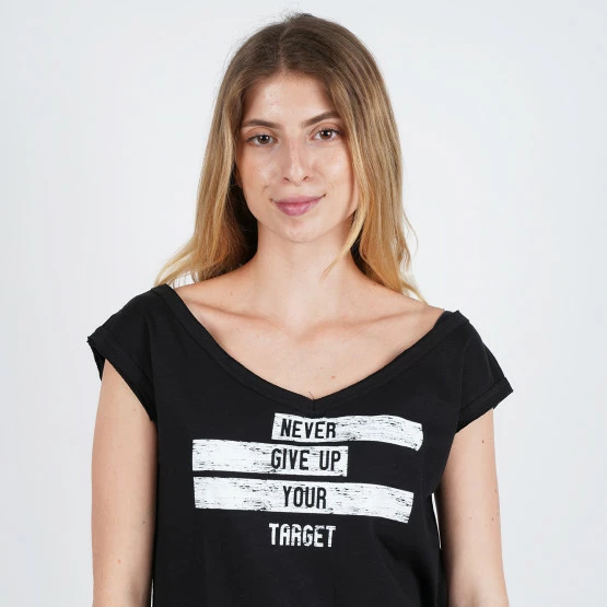 Καλύτερη πώληση ✨ Αμάνικα T-shirts Target Αμανικο V "a" Καλτσα Φλαμα "never Give Up" ΜΑΥΡΟ 🎁 - Image 3