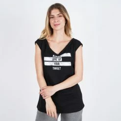 Καλύτερη πώληση ✨ Αμάνικα T-shirts Target Αμανικο V "a" Καλτσα Φλαμα "never Give Up" ΜΑΥΡΟ 🎁