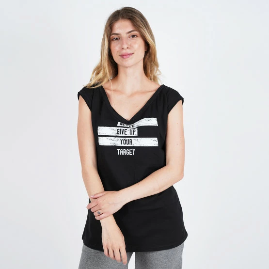 Καλύτερη πώληση ✨ Αμάνικα T-shirts Target Αμανικο V "a" Καλτσα Φλαμα "never Give Up" ΜΑΥΡΟ 🎁