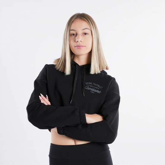 Best Pirce 👍 Μπλούζα Με Κουκούλα Target ''Awesome'' Γυναιεκία Copped Μπλούζα με Κουκούλα ΜΑΥΡΟ 🎁 - Image 3