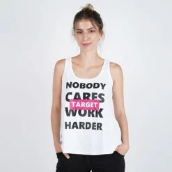 Ολοκαίνουργιο ⭐ Αμάνικα T-shirts Target 'Work Harder' Γυναικεία Αμάνικη Μπλούζα ΛΕΥΚΟ ⭐