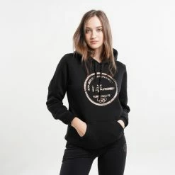 Η καλύτερη συμφωνία 🤩 Μπλούζα Με Κουκούλα Target "Olympics" Γυναικεία Μπλούζα με Κουκούλα ΜΑΥΡΟ ⌛