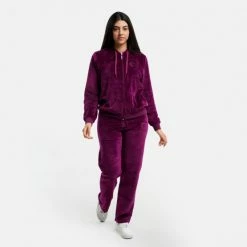 Προώθηση 🥰 Σετ Φόρμας Target Set With Hoodie Velour Γυναικείο Σετ Με Κουκούλα ΚΡΑΣΙ 🤩