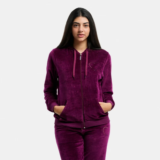 Προώθηση 🥰 Σετ Φόρμας Target Set With Hoodie Velour Γυναικείο Σετ Με Κουκούλα ΚΡΑΣΙ 🤩 - Image 2