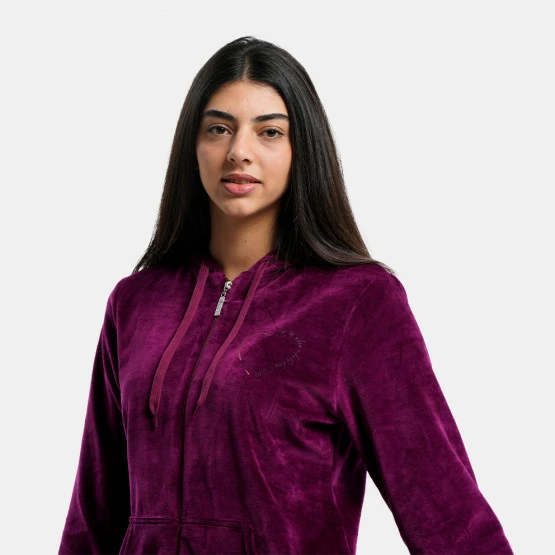 Προώθηση 🥰 Σετ Φόρμας Target Set With Hoodie Velour Γυναικείο Σετ Με Κουκούλα ΚΡΑΣΙ 🤩 - Image 5