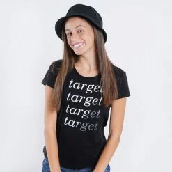 Προϋπολογισμός 😉 T-shirts | Μπλούζα κοντό μανίκι Target Loose Γυναικείο T-shirt ΜΑΥΡΟ 🥰