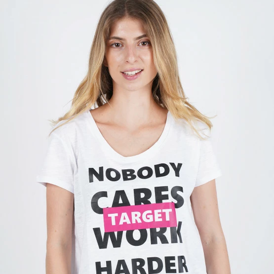 Εκπτωση 💯 T-shirts | Μπλούζα κοντό μανίκι Target T 👚 Shirt Maκρυ Καλτσα Φλαμα "work Harder" ΛΕΥΚΟ 🧨 - Image 3