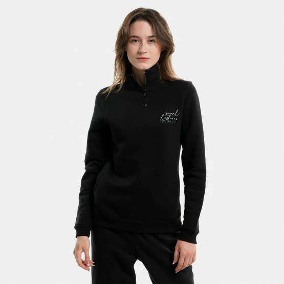 Flash Sale ✔️ Ζακέτες Target Zip Neck Fleece ''Social" Γυναικεία Μπλούζα Φούτερ ΜΑΥΡΟ 😍